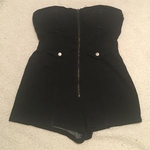 Fashion Nova Black Denim Romper